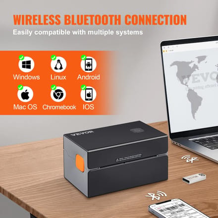Seastone- Draagbare Printer - Portable Printer - Dymo - Sticker Printer - Draagbaar - Kantoor - School - Label Printer - Incl Power Adapter En USB Kabel - Zwart - Bluetooth