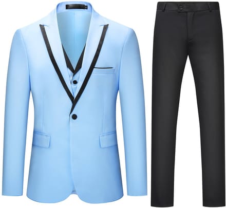 ALLTHEMEN Slank Driedelig Herenpak - Colorblock - M