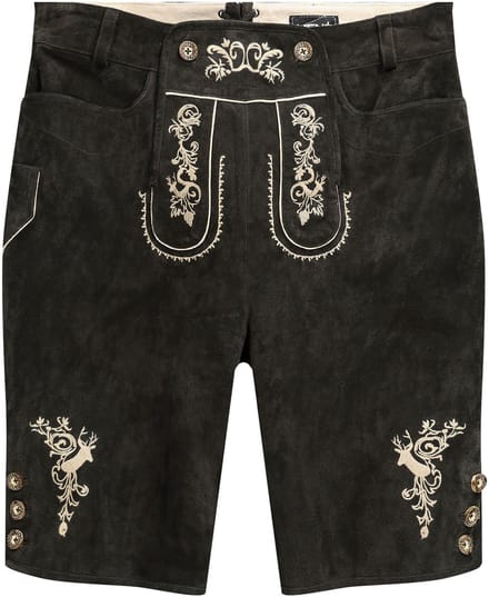 Men Plus - Heren - Klederdracht-lederhose echt leer borduursels - Bruin - Maat 68