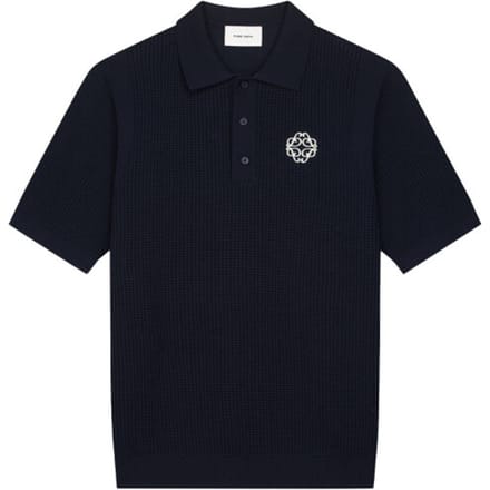 Pure Path Poloshirt Openwork Knitted Polo 26010811 57 Dark Navy Mannen Maat - M
