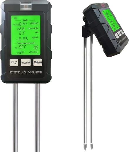 Digitale 6-in-1 Bodensensor voor Vochtigheid, Temperatuur en Lichtniveau in Tuin en Gazon