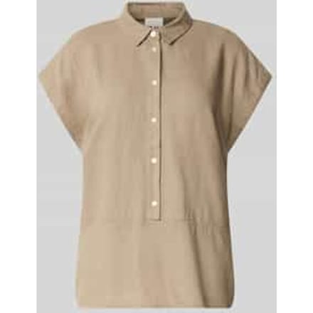 regular fit blouse van mix van linnen en viscose model 'LINNO'