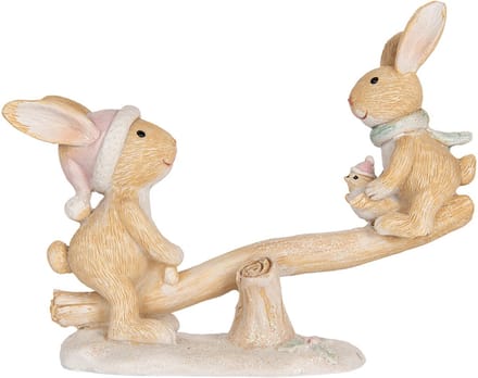 Clayre & Eef Decoratie Beeld Konijn 16x6x11 cm Bruin Kunststof