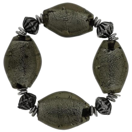 Behave - elastische armband - grijze glaskraal - stijlvol statement