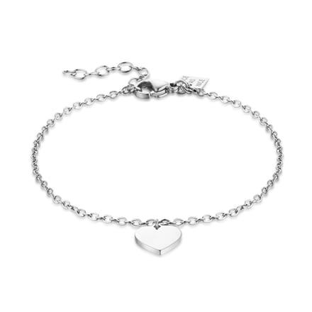 Twice As Nice Armband in edelstaal, hangend hartje 16cm+3cm