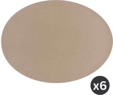 ZICZAC - Placemat TRUDO - SET/6 - lederlook - 33x45 cm - Ovaal, zand