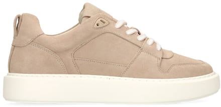 Manfield - Heren - Beige suède sneakers - Maat 41