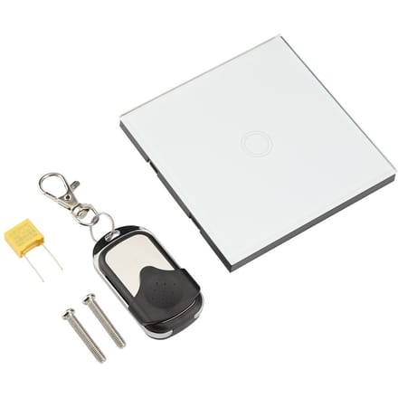 Interrupteur tactile intelligent à panneau de verre trempé unidirectionnel avec télécommande sans fil  (blanc) blanc