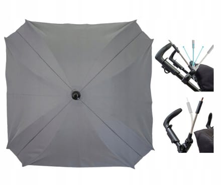 Grijze Vierkante Kinderwagen Parasol UV50+ 62cm