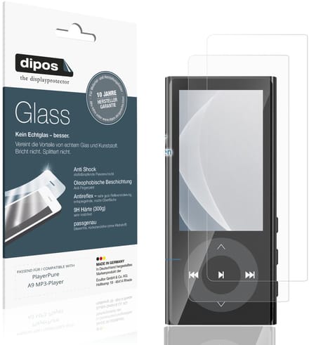 dipos – 2x Matte Pantserfolie geschikt voor PlayerPure A9 MP3-Player | 9H Screenprotector