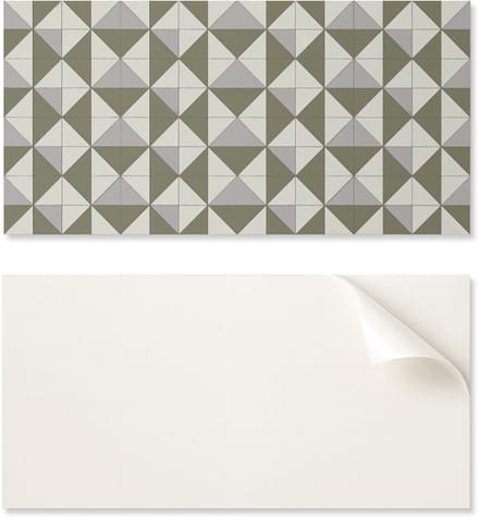 Zelfklevend vinylpaneel met decoratieve print, 100x50 cm, geometrisch driehoekspatroon.