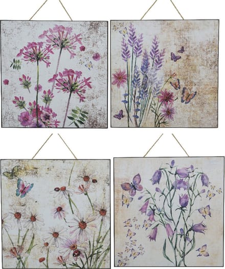 Decoris Schilderij mdf- met afbeelding van bloemen- L0.9-W24-H24cm