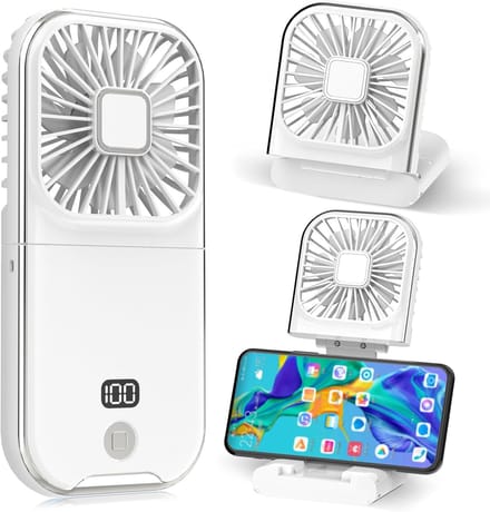 Handventilator - Mini Pocket Ventilator - 3000mAh Oplaadbaar - 180° Opvouwbaar - 4 Snelheden - Ultra Dun Tafelventilator - Wit - 16.5x7.7 cm