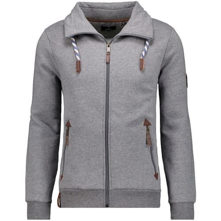 Ragman Vest Sweat Cardigan Stand Up Drawstring Collar Grijs / male