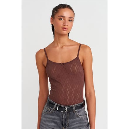 Textuur Crop Cami Blouse met Strikdetail