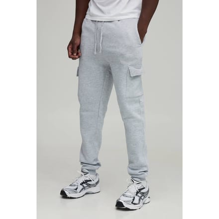 Lange Essentiële Skinny Cargo Jogger | Grey Marl | Size Medium