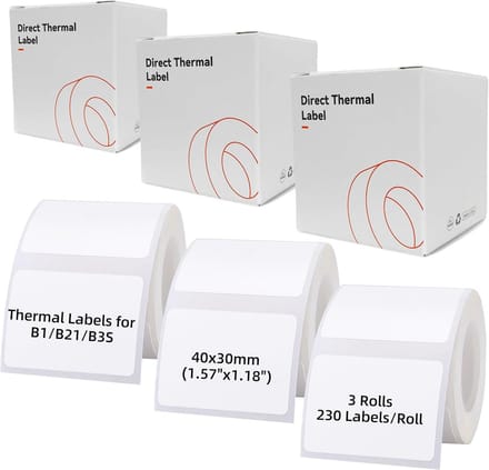 Witte Waterdichte Thermaal Etiketten 40x30mm voor Labelprinters - 3 Rollen