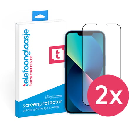 DuoPack: iPhone 13 screenprotector gehard glas Edge to Edge