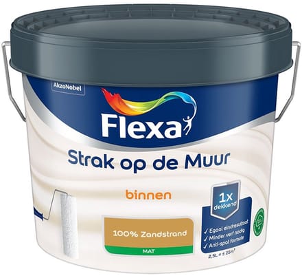 Flexa - Strak Op De Muur Binnen Mat - 100% Zandstrand - Mengverf - 2,5 L