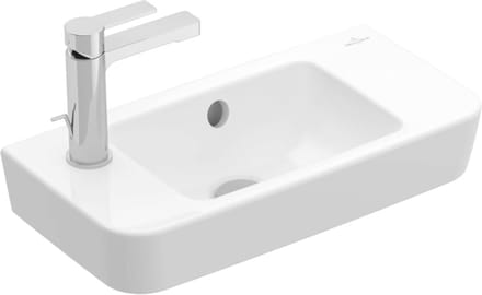 Villeroy & Boch O.novo - Fontein Compact 50x25 cm, met overloop, 1 kraangat rechts, CeramicPlus, alpine wit 4342R5R1