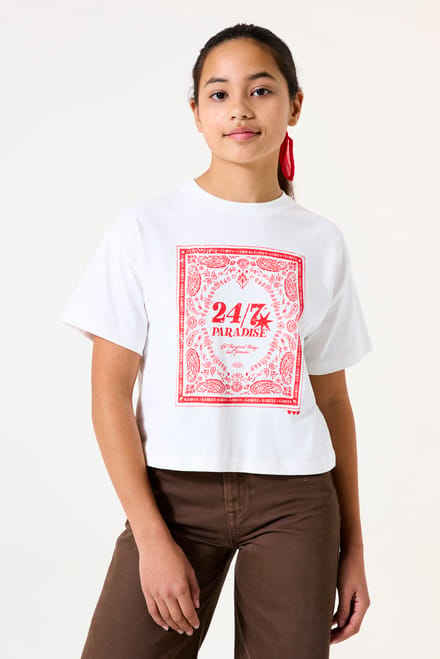GARCIA Meisjes Print T-shirt Wit Korte mouw