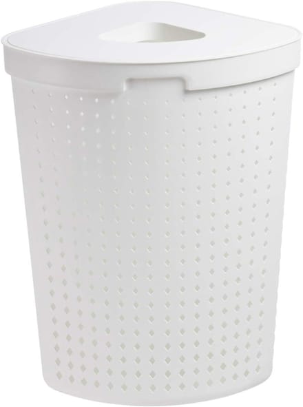 Wasmand met deksel - Wasopberger - Kleding sorteren - Scandinavisch design - 62 liter - Wit