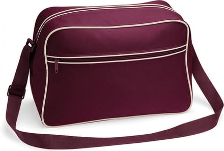 Bagbase Schoudertas Retro - bordeaux rood - met rits zakken - middelgroot - 40 x 28 x 18 cm - 18L