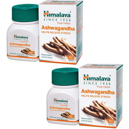 Himalaya Ashwagandha Algemene Welzijnstabletten Stressverlichting Energieboost Immuunondersteuning 60 Tabletten Pak van 2