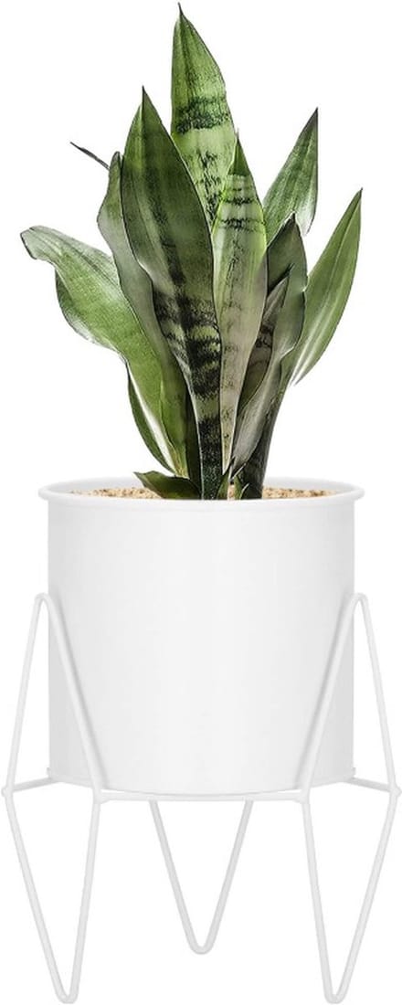 Springos Staande Bloempot | Plantenbakken | Bloempothouder | Metaal Wit | 22 cm