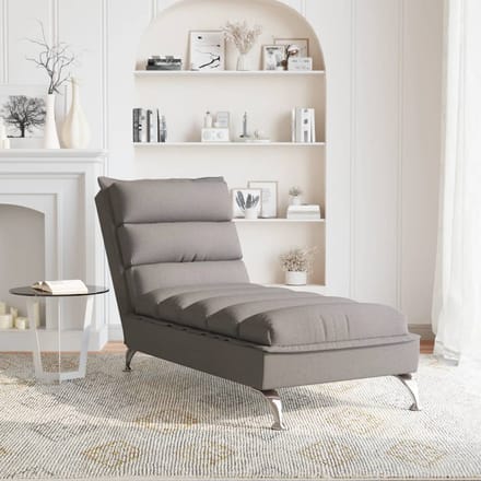 vidaXL - Chaise - longue - met - kussens - stof - taupe