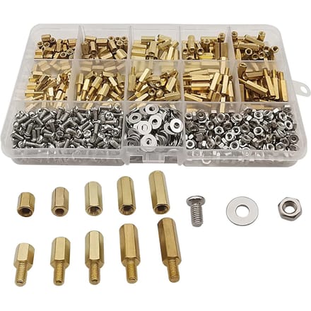 910 stuks M3 mannelijke vrouwelijke zeskant messing afstandhouder kit met schroefmoer en ring pcb moederbord 910 Pcs