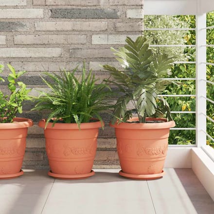 vidaXL - Ronde - Bloempot - 6 - st - Baksteenrood - Ø - 30 - x - 25 - cm - Kunststof