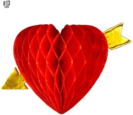 Aftelkalender voor Valentijnsdag hart honingraat bal met pijl