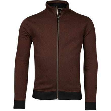 Baileys Vest Yarn Dyed Jacquard Doubleface Interlock Sweat Cardigan Zip Deep Orange / male