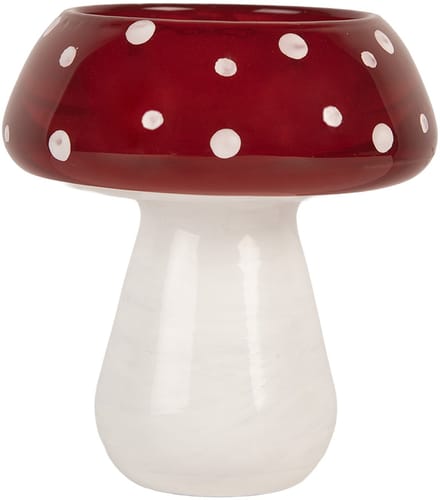 Clayre & Eef Waxinelichthouder Overig Ø 8x9 cm Rood Wit Glas Herfst decoratie