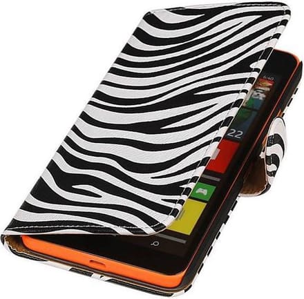 Zebra Bookstyle Wallet Case Hoesjes Geschikt voor Microsoft Lumia 640 XL Wit