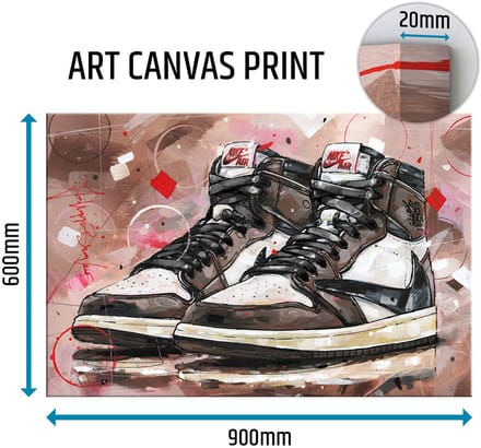 Sneaker canvas high - black laces 90x60 cm