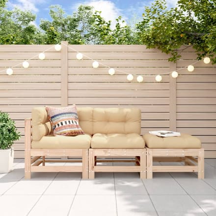 vidaXL - 3-delige - Loungeset - massief - grenenhout