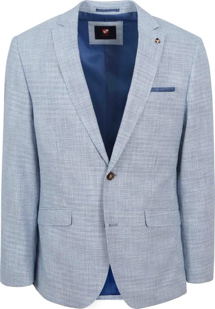 Suitable Colbert Grou Print Lichtblauw - Maat 48 - Heren blazer