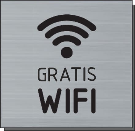 Deurbordje - bordje - Gratis WiFi - vierkant met RVS look