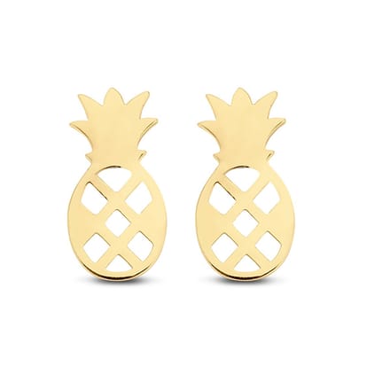 New Bling Goud 9NBG-0044 - Oorknop Ananas - Glad - 9mm - Goud