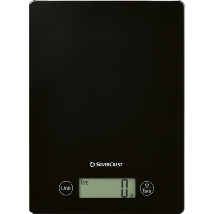 SILVERCREST Glazen keukenweegschaal 5 kg (Zwart)