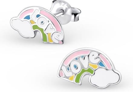 Amanto Oorbellen Gaitlin - 925 Zilver E-Coating - Love - Regenboog - 10x6mm
