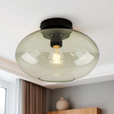 Olucia - LUCA - Plafondlamp - Groen / Zwart - Vorm: Ovaal