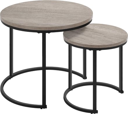Set van 2 Ronde Salontafels met Metalen Frame - Moderne Woonkamertafels