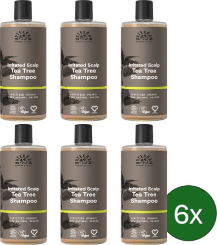 Urtekram Tea Tree Shampoo (Antibacterieel) – 500 ml – Multipack met 6 stuks