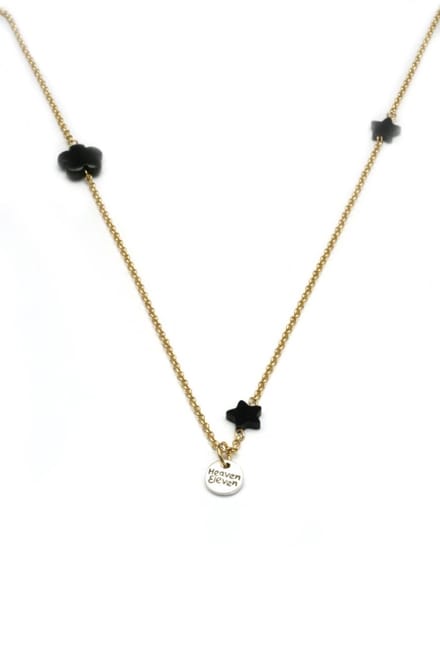 Heaven Eleven dames Ketting goud plating - zwart sterren