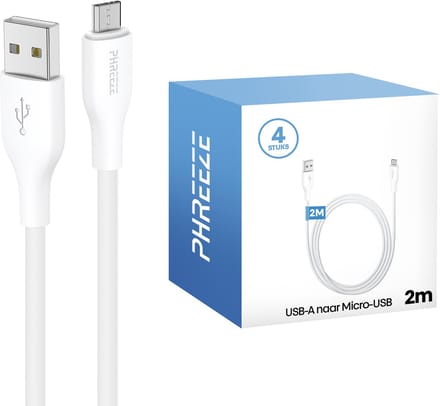 Micro usb kabels - 4 pack - 2 meter - Oplader geschikt voor ps4, xbox one, android - Oplaadkabel