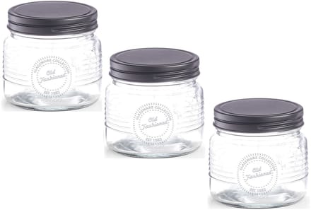 Zeller voorraadpot Old Fashioned - 4x - bewaarpot - 420 ml - 10 x 9 cm - transparant - glas