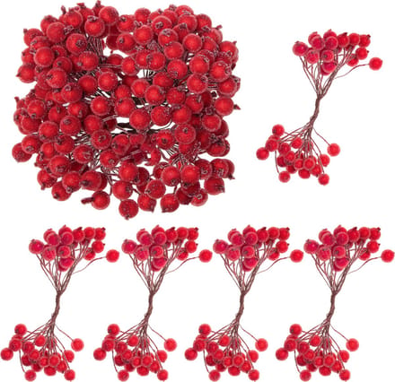 Springos Kunstdecoratielijsterbes - 100 Draden - 200 Lijsterbesbollen - Rood